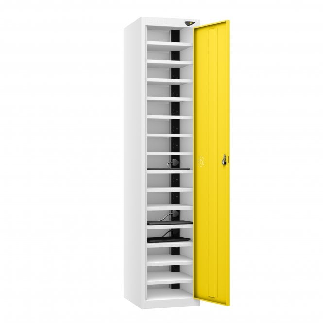 Laptop Locker - 1 Door - 15 Compartment - Charging - 3 Pin Sockets - Flat Top - H1800 x W380 x D450mm