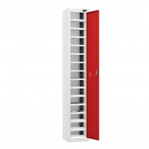 Tablet Locker - 1 Door - 15 Compartment - Charging - Dual USB-A Sockets - Sloped Top - H1950 x W300 x D300mm