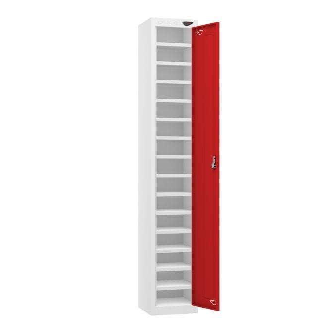 Tablet Locker - 1 Door - 15 Compartment - Non-Charging - Sloped Top - H1950 x W300 x D300mm