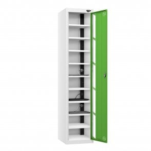 Laptop Locker - 1 Vision Door - 10 Compartment - Charging - 3 Pin + Dual USB-A & USB-C  Sockets - Flat Top - H1800 x W380 x D450mm
