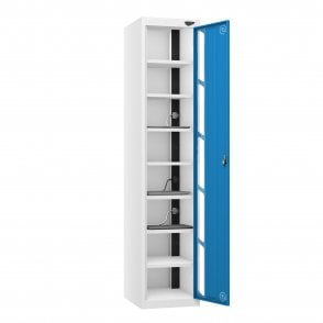 Laptop Locker - 1 Vision Door - 8 Compartment - Charging - Dual USB-A Sockets - Sloped Top - H1950 x W380 x D450mm