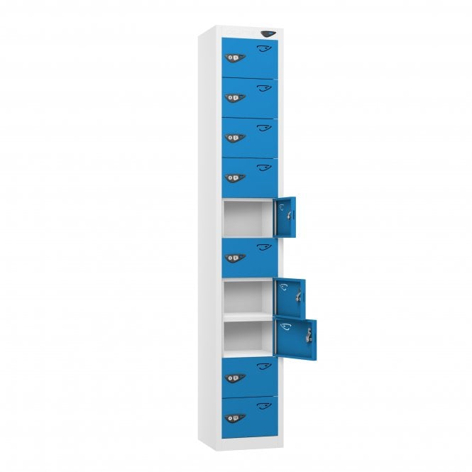 Tablet Locker - 10 Door - 10 Compartment - Non-Charging - Sloped Top - H1950 x W300 x D300mm