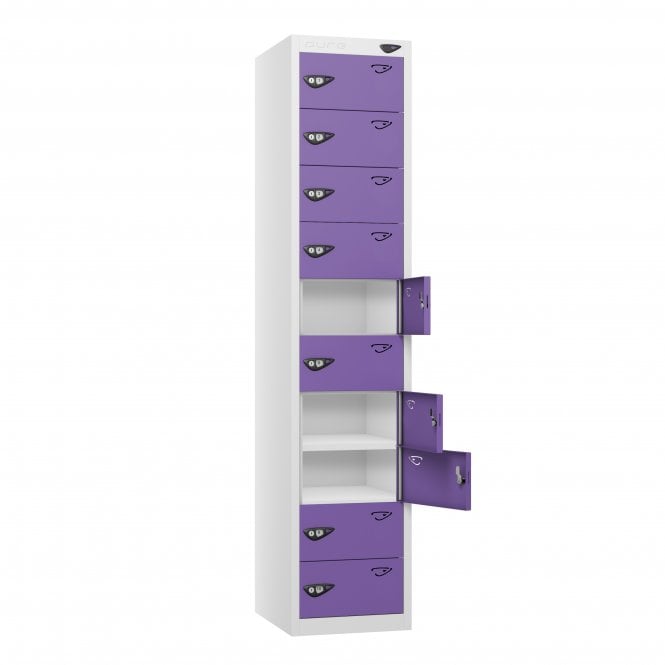 Laptop Locker - 10 Door - Non-Charging - Sloped Top - H1950 x W380 x D450mm