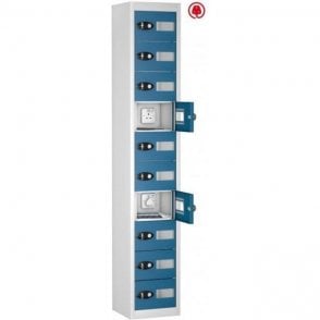 10 Door Tablet Store & Charge Locker with Vision Doors fitted with USB 3 Pin Sockets H1780 x W305 x D370mm