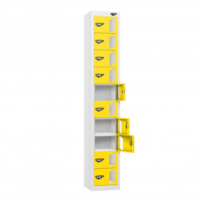 Tablet Locker - 10 Vision Door - 10 Compartment - Non-Charging - Sloped Top - H1950 x W300 x D300mm