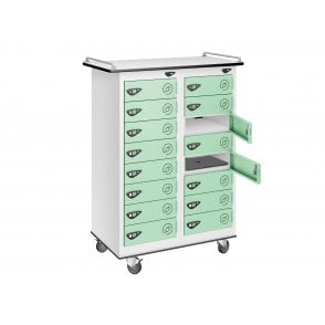 Laptop Trolley - 16 Door - 16 Compartment - Charging - Dual USB-A + USB-C Sockets - H1050 x W760 x D450mm