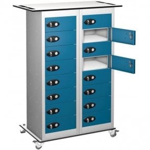 16 Door Tablet Storage Only Trolley H1050 x W800 x D305mm