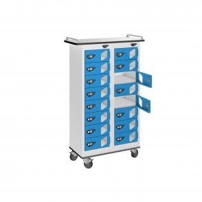Tablet Locker Trolley - 16 Vision Door - 16 Compartment - Non-Charging - Flat Top - H1050 x W600 x D300mm