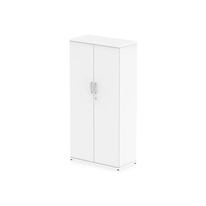 1600 Tall Wooden Cupboard - 4 Adjustable Shelves - 1600H x 400D x 800W - White