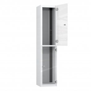 Laptop Locker - 2 Crystal Door - Charging - 3 Pin Sockets - Flat Top - H1800 x W380 x D450mm