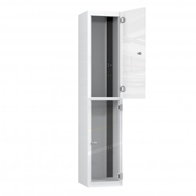Laptop Locker - 2 Crystal Door - Charging - Dual USB-A Sockets - Sloped Top - H1950 x W380 x D450mm