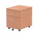 2 Drawer Mobile Pedestal - Beech - 430W x 500D x 510H