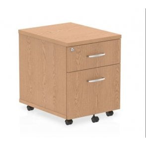 2 Drawer Mobile Pedestal - Oak - 430W x 500D x 510H