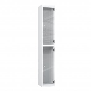 2 Tier Full Clear Door Locker - Flat Top - Steel Locker - H.1800mm W.300mm D.300mm