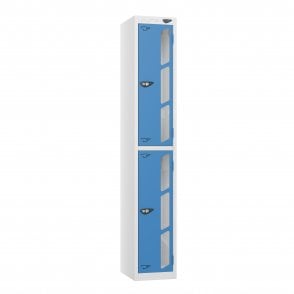 2 Tier Vision Panel Locker - Steel Locker - Flat Top - H.1800mm W.300mm D.300mm