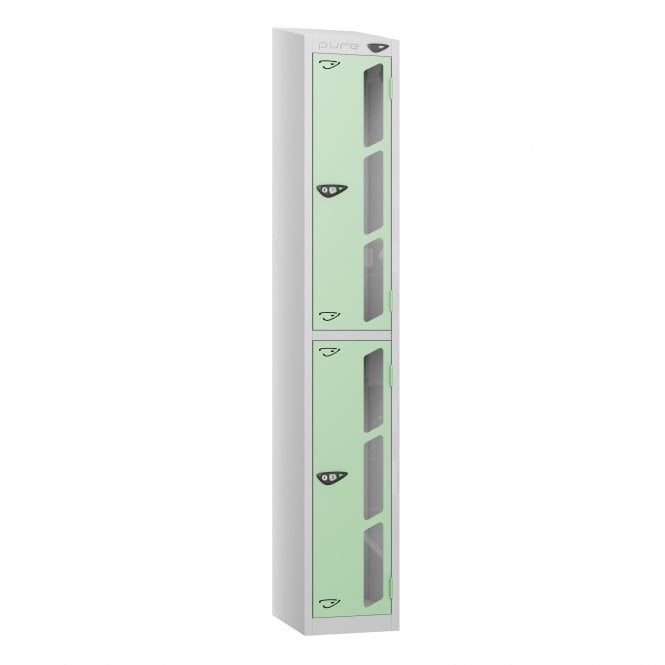 2 Tier Vision Panel Locker - Steel Locker - Sloped Top - H.1950mm W.300mm D.300mm