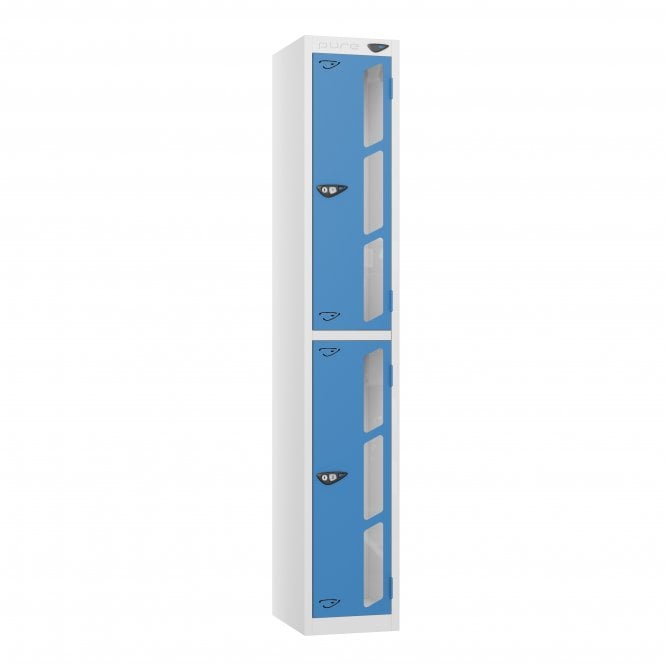 2 Tier Vision Panel Locker - Steel Locker - Flat Top - H.1800mm W.300mm D.380mm