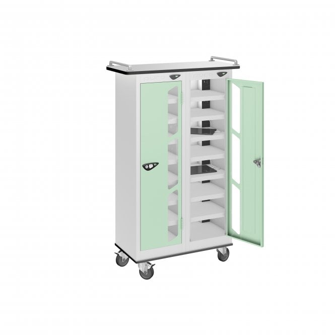 2 Vision Door 16 Compartment Tablet Charging Locker Trolley
