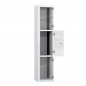 Laptop Locker - 3 Crystal Door - Charging - Dual USB-A Sockets - Flat Top - H1800 x W380 x D450mm