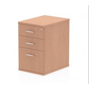 3 Drawer Desk High Pedestal - Beech - 430W x 600D x 730H