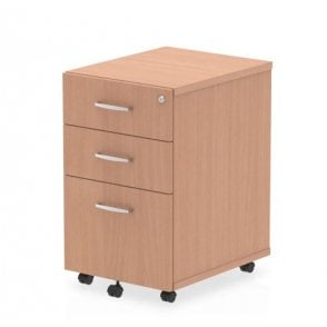 3 Drawer Mobile Pedestal - Beech - 430W x 500D x 510H