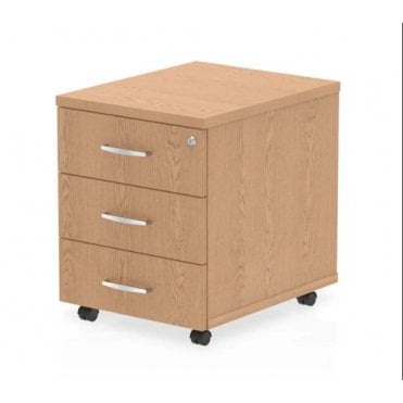 3 Drawer Mobile Pedestal - Oak