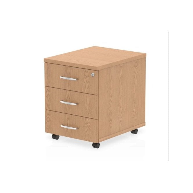 3 Drawer Mobile Pedestal - Oak - 430W x 500D x 510H