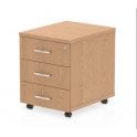 3 Drawer Mobile Pedestal - Oak - 430W x 500D x 510H