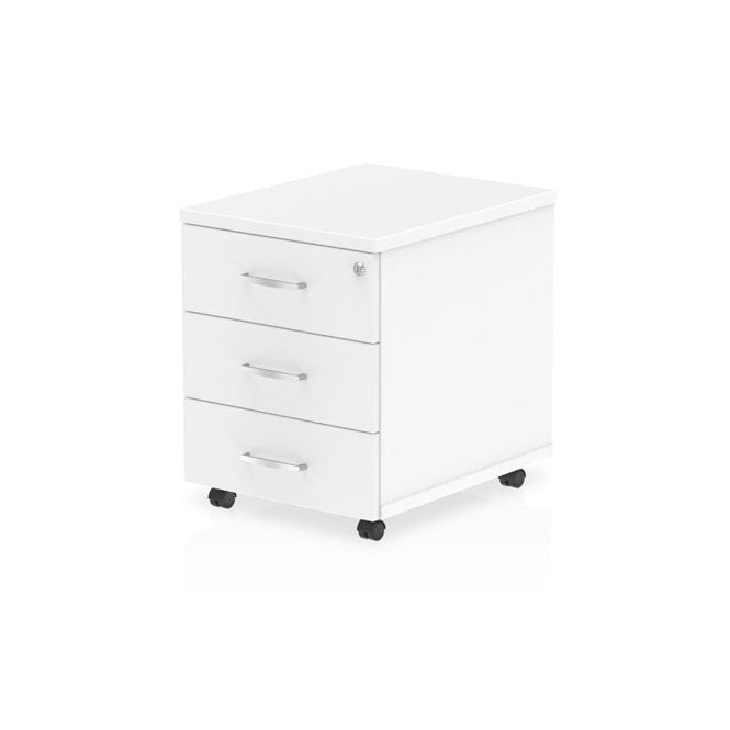 3 Drawer Mobile Pedestal - White
