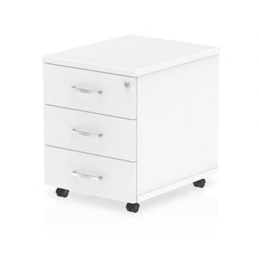 3 Drawer Mobile Pedestal - White