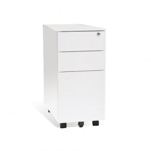3 Drawer Mobile Slimline Steel Pedestal - 300W x 500D x 600H - White