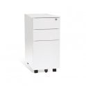 3 Drawer Mobile Slimline Steel Pedestal - 300W x 500D x 600H - White