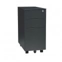 3 Drawer Mobile Slimline Steel Pedestal - 300W x 500D x 600H - Black