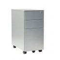 3 Drawer Mobile Slimline Steel Pedestal - 300W x 500D x 600H - Silver