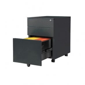 3 Drawer Mobile Steel Pedestal - 390W x 500D x 600H - Black