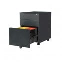 3 Drawer Mobile Steel Pedestal - 390W x 500D x 600H - Black