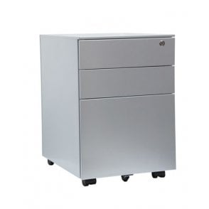 3 Drawer Mobile Steel Pedestal - 390W x 500D x 600H - Silver