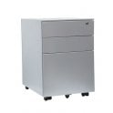 3 Drawer Mobile Steel Pedestal - 390W x 500D x 600H - Silver