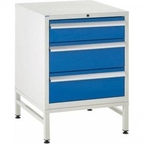 3 Drawer Under Bench Cabinets on Stands - H825 x W600 x D650mm - 1x150mm, 2x200mm