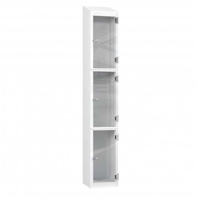 3 Tier Full Clear Door Locker - Sloped Top - Steel Locker - H.1950mm W.300mm D.450mm