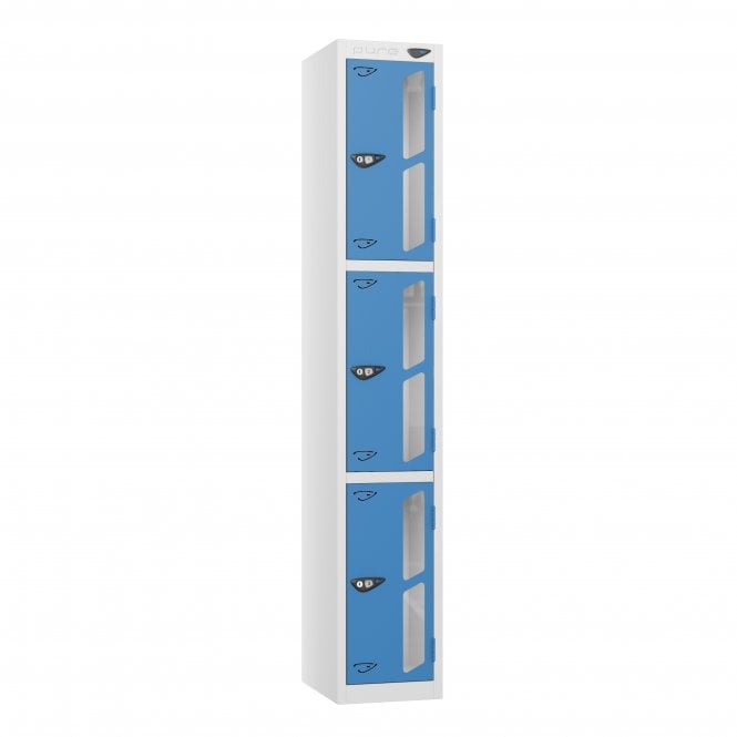 3 Tier Vision Panel Locker - Steel Locker - Flat Top - H.1800mm W.300mm D.300mm