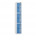 3 Tier Vision Panel Locker - Steel Locker - Flat Top - H.1800mm W.300mm D.380mm