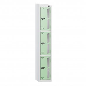 3 Tier Vision Panel Locker - Steel Locker - Sloped Top - H.1950mm W.300mm D.380mm