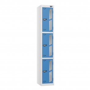 3 Tier Vision Panel Locker - Steel Locker - Flat Top - H.1800mm W.300mm D.450mm