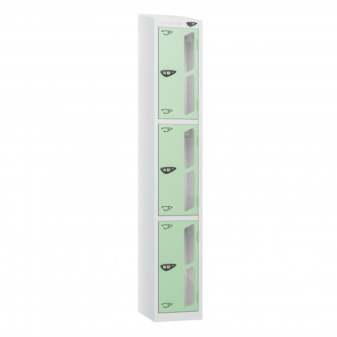 3 Tier Vision Panel Locker - Steel Locker - Sloped Top - H.1950mm W.300mm D.450mm