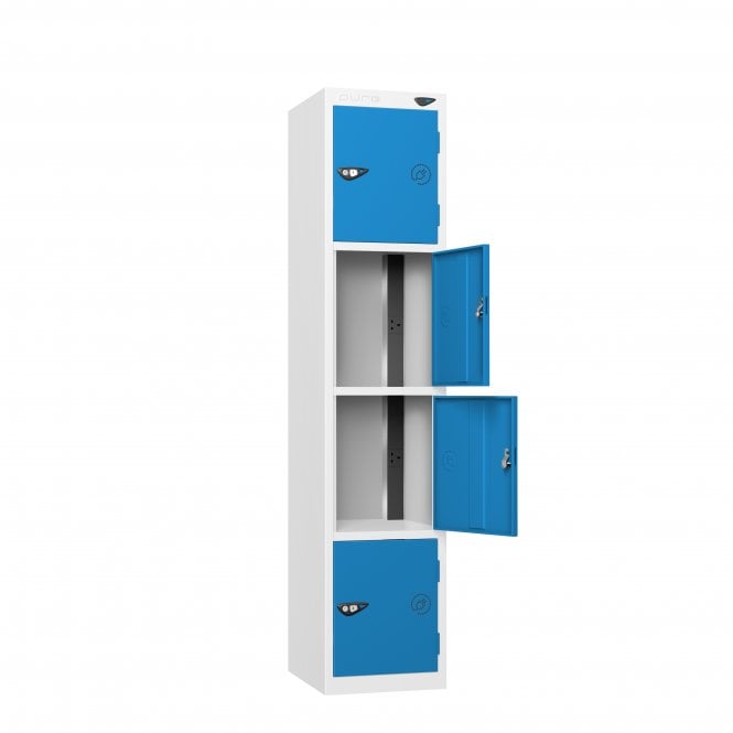Recharge Locker - 4 Door - 4 Compartment - Charging - 3 Pin Sockets - Flat Top - H1800 x W380 x D450mm