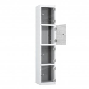Laptop Locker - 4 Crystal Door - Non-Charging - Sloped Top - H1950 x W380 x D450mm