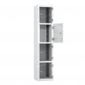 Laptop Locker - 4 Crystal Door - Charging - 3 Pin Sockets - Sloped Top - H1950 x W380 x D450mm