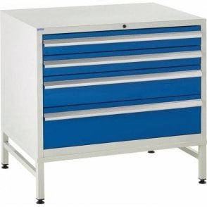 4 Drawer Under Bench Cabinets on Stands - H825 x W900 x D650mm - 2x100mm, 1x150mm, 1x200mm