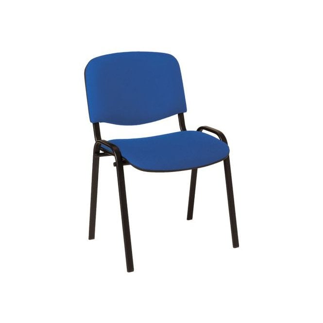 4 leg upholstered stacking side chair - Black Frame - Blue fabric